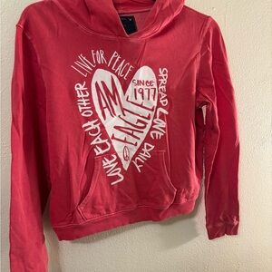 American Eagle Outfitters Cropped Red Graphic Hoodie Size Lg